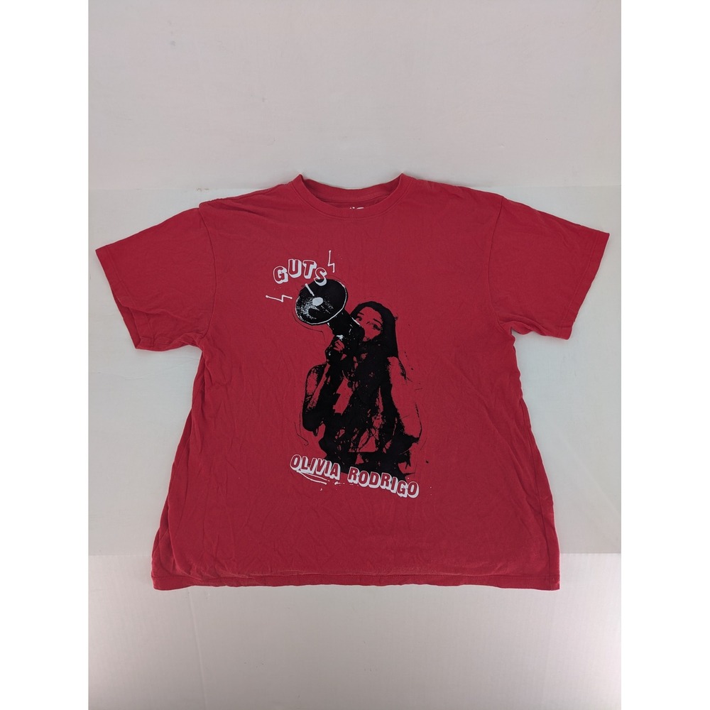Olivia Rodrigo GUTS Tour T-Shirt Womens XS Red Megaphone Graphic Concert Tee
